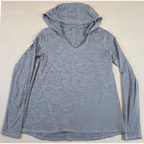 Zella Tops - Zella Pullover Women M Gray Space Dye V-Neck Hoodie Activewear Long Sleeve Gym